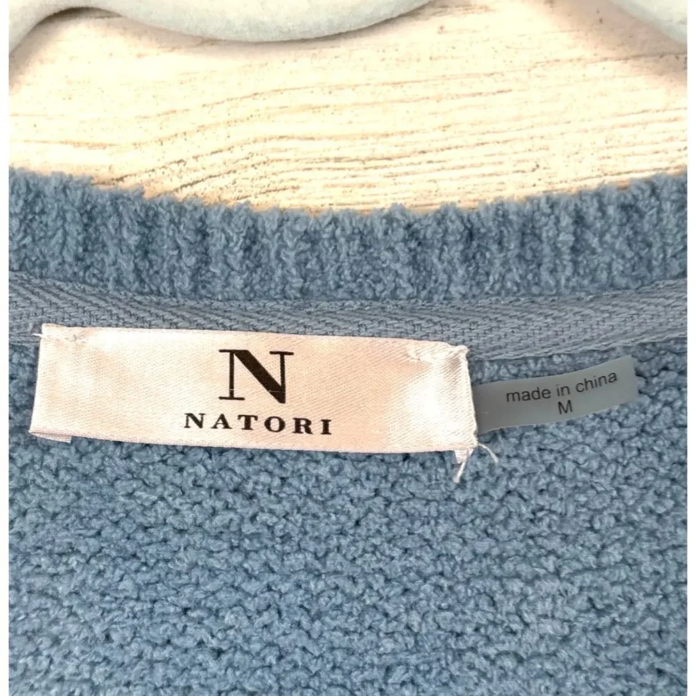 Natori Womens M/L Blue Soft Knit Sweater Pant Set Loungewear Cozy Casual Chic